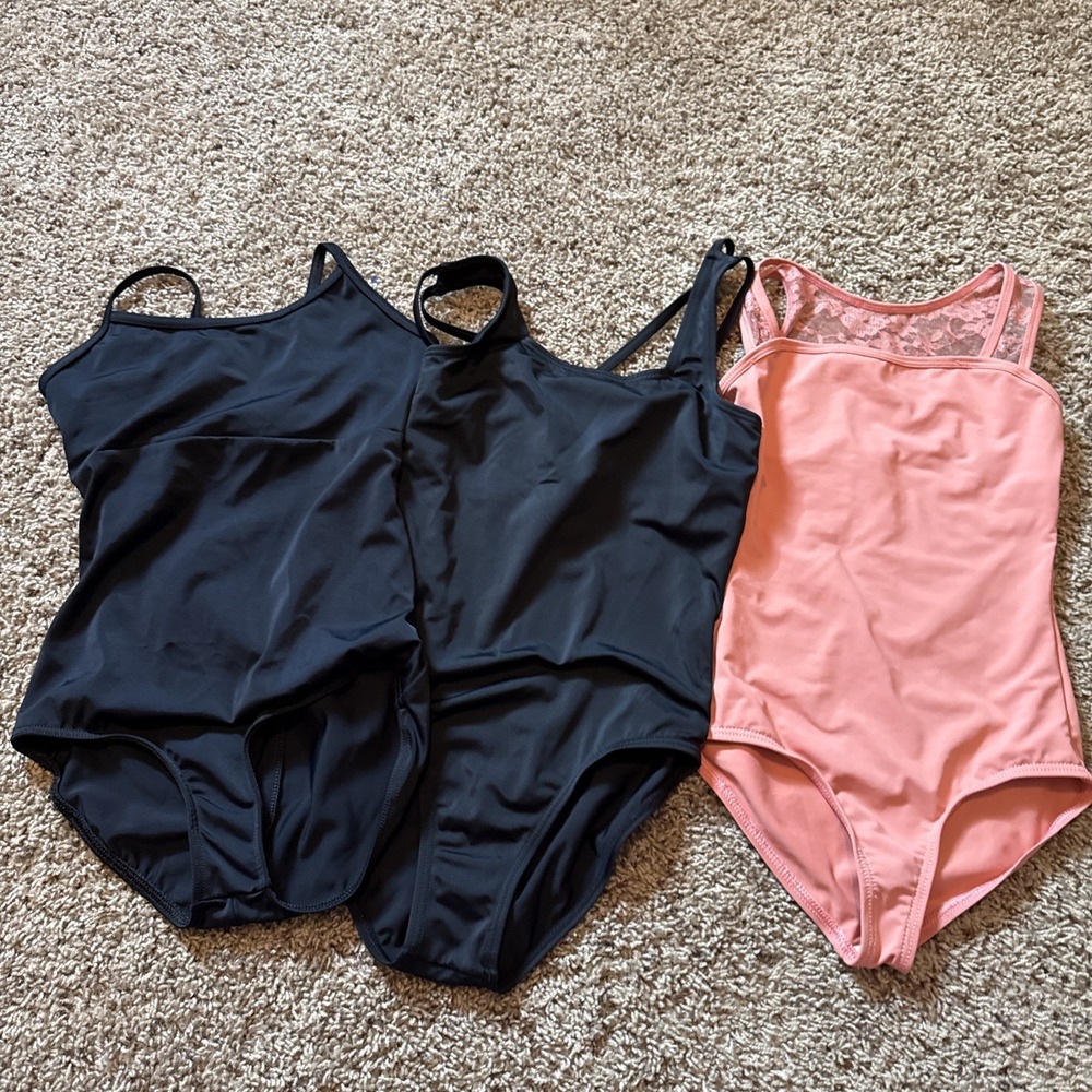Lot Of 3 Girls Medium Child MC Leotards Balera Baltic Dance Tumbling Costumes